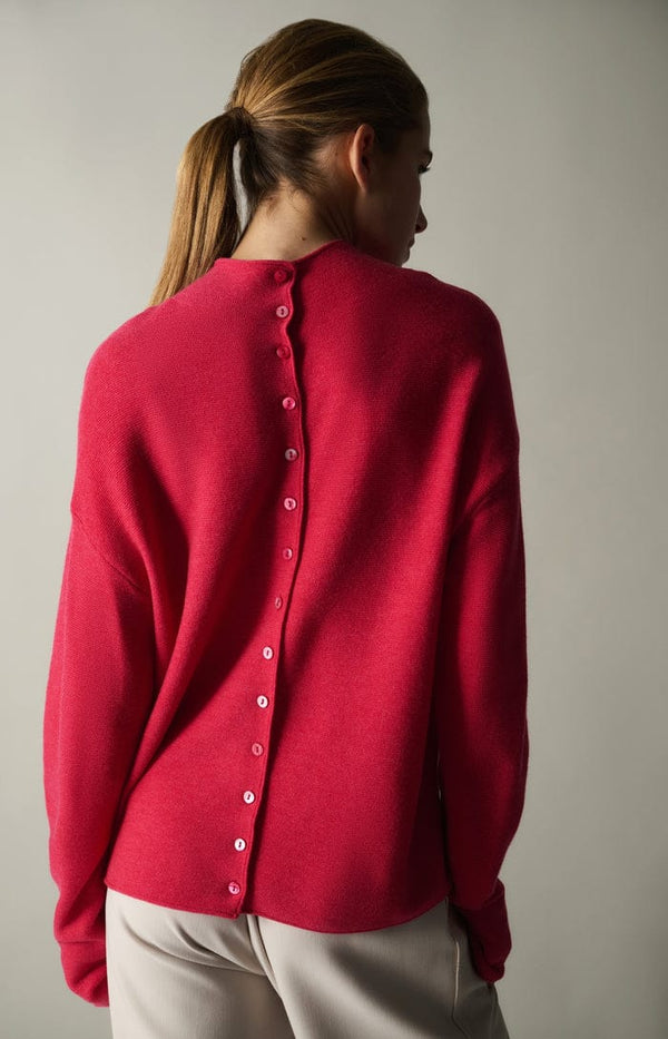 YAYA Textured knit sweater - Rose Red Melange