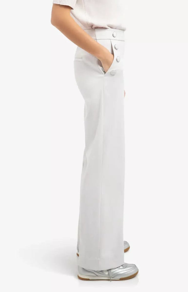 YAYA High Waist Wide Leg Trousers - Off White