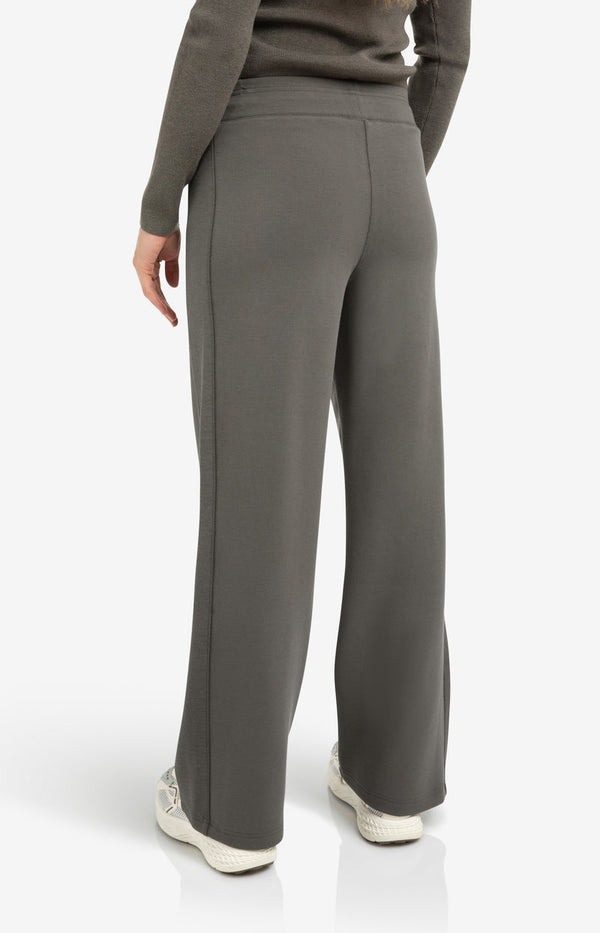 YAYA Wide Leg Jersey Trousers - Dark Night Grey