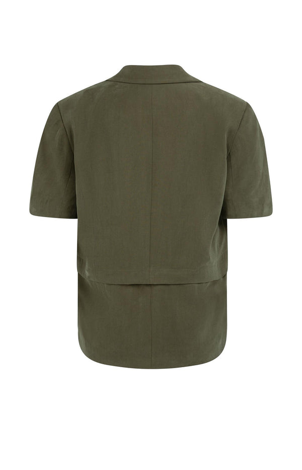 YAYA Woven Blazer with Short Sleeves & detachable zip hem