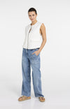 YAYA Loose Fit Straight Denim - Mid Blue