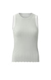 Yaya Ribbed tanktop with contrasting details-Grey Melange