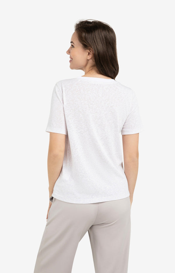 YAYA T-shirt with contrasting ribbed trim - Melange