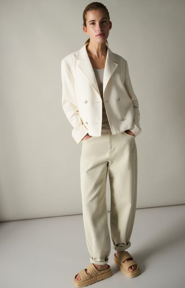 YAYA Barrel jeans with visible back seams and soft wash - Sandstone Beige