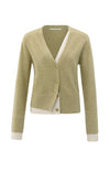 YAYA V-neck Cardigan- Pale Olive Green Melange