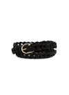 YAYA Braided leather belt with buckle - Black