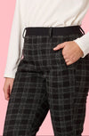 Threadz Cannes Check Print Slim Leg Pant - Black