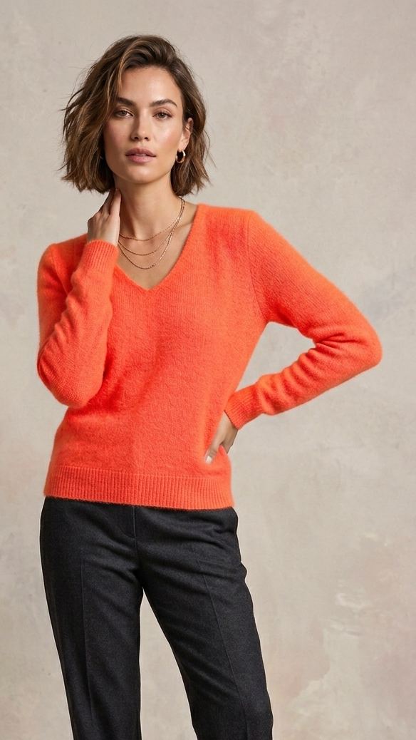 Made in Italy- Baby Alpaca V-neck Pati Knit