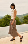 YAYA Midi Skirt with Wrap Effect & Tie belt - Washed Brown