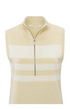 Yaya Sleeveless sweater with block stripes and half-zip-Humus Beige Dressin