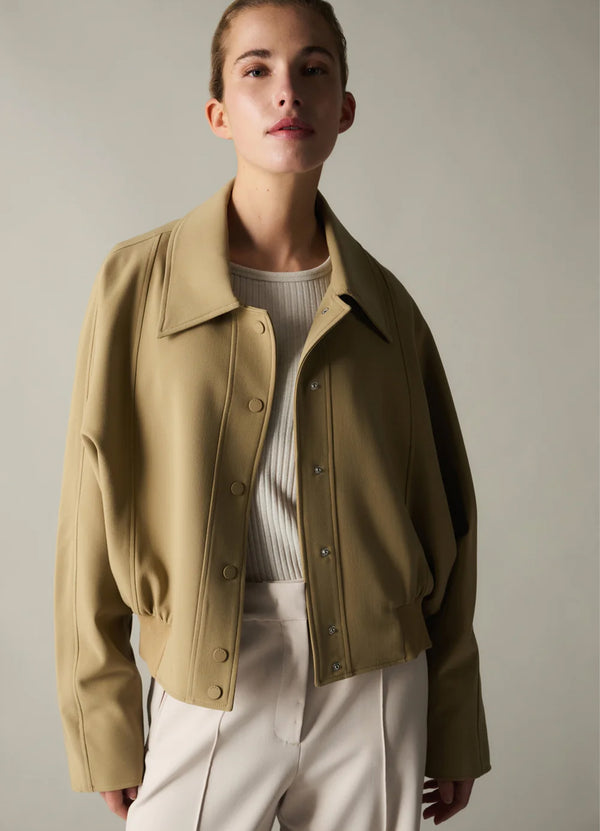 YAYA Short Woven Oversized Jacket - Khaki Green