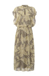 YAYA High Neck Print Dress - Light Green Dessin