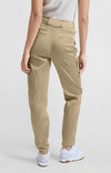 Yaya High waist cargo trousers with slim legs and pockets-Safari