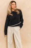 YAYA Contrast Color Sweater - Collegiate Blue Mela