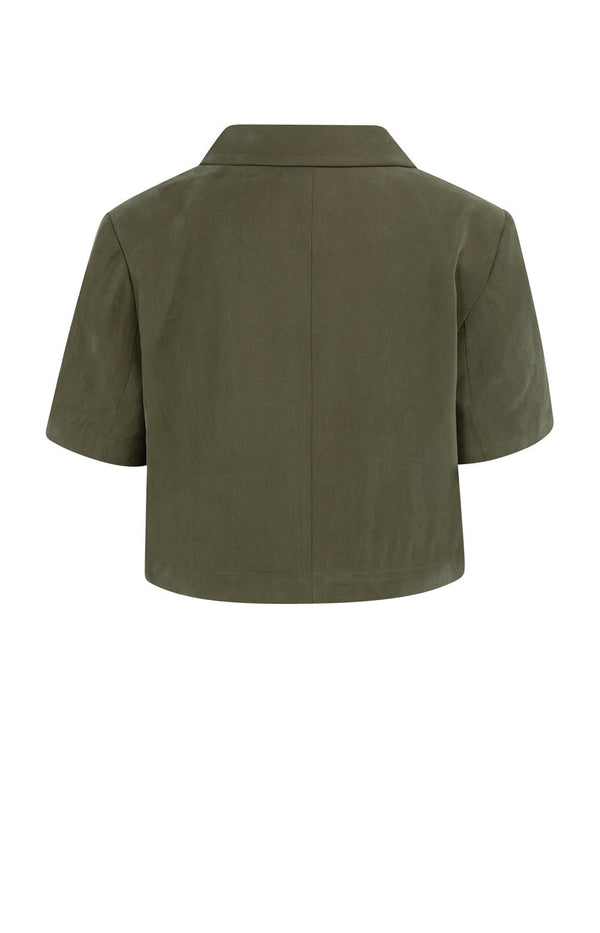 YAYA Woven Blazer with Short Sleeves & detachable zip hem