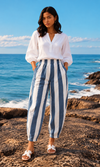 Made In Italy Fitted Barrel Pants- Striped