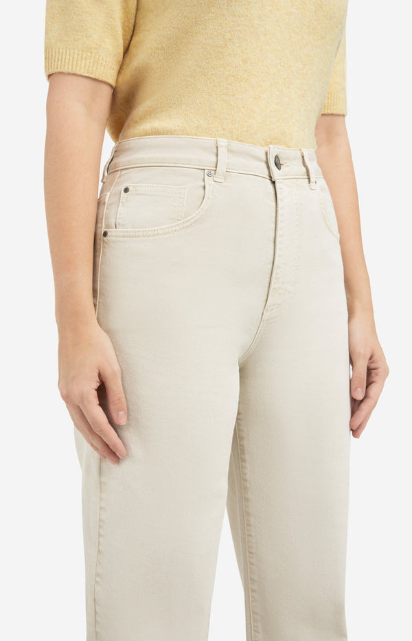 YAYA Barrel jeans with visible back seams and soft wash - Sandstone Beige