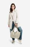 YAYA Woven mid-length trenchcoat with belt - Slate Grey