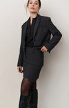 YAYA Knitted High Neck Cardigan- Oyster Black
