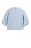 YAYA Woven T-Shirt with Balloon Sleeves and Zip - Light Blue