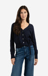 YAYA V-neck Tie Waist Cardigan - InkwellBlue