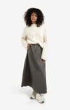 YAYA- Faux leather A-line midi - Dark Night Grey