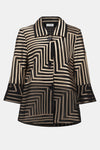 Joseph Ribkoff Satin Soutache LDS jacket - Black/Campagne- Abstract Print