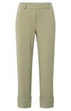 YAYA Trousers - Jersey pants with fixed turned-up hemSoft Green
