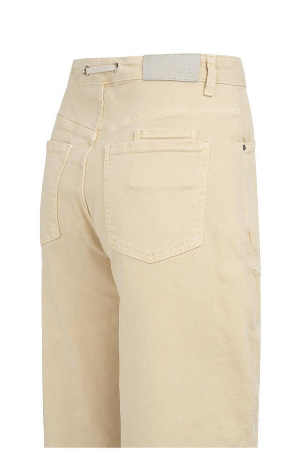 YAYA Coloured Denim with Drawstring - Warm Beige