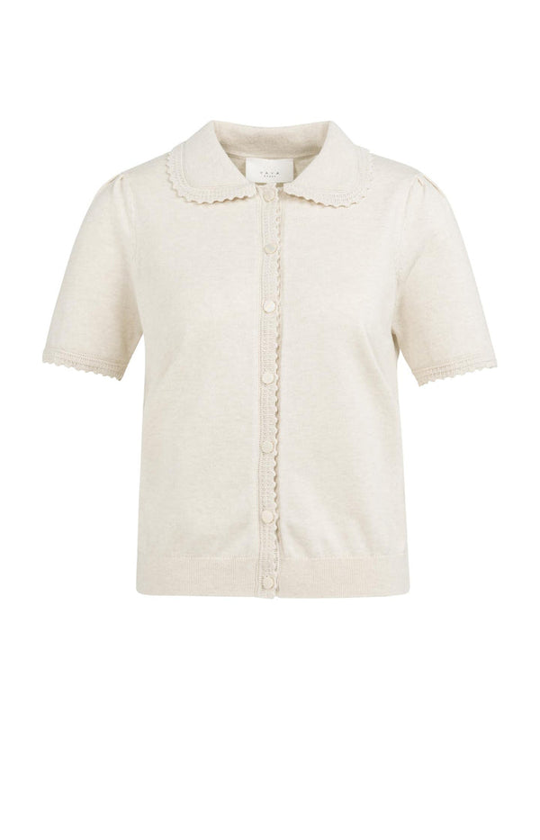 YAYA Knitted cardigan with short sleeves and buttons