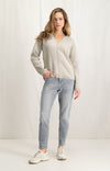 YAYA Chenille V-neck sweater - Silver Lining Beige