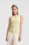 Yaya Ribbed tanktop with contrasting details-Frozen Dew Sand Dressin