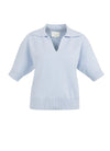 YAYA Short Sleeve Sweater With Collar - Ice Blue