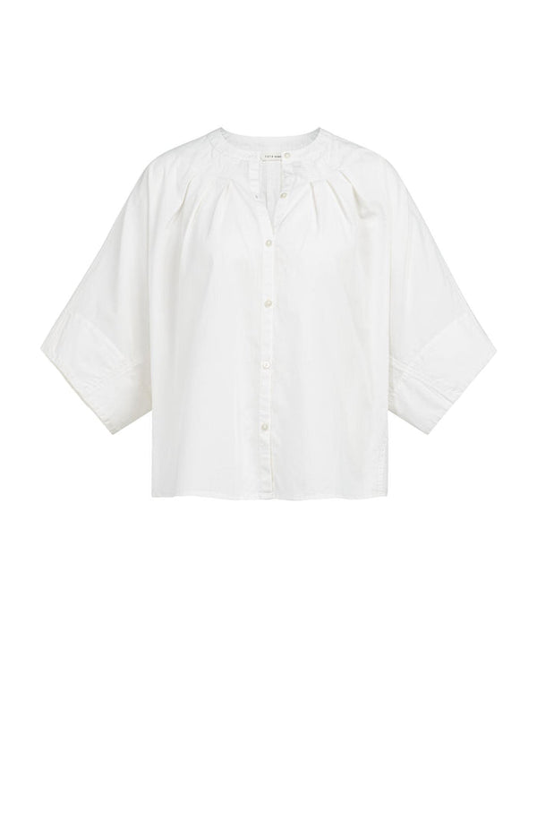 YAYA Oversized Blouse with Batwing Sleeves & Pleats