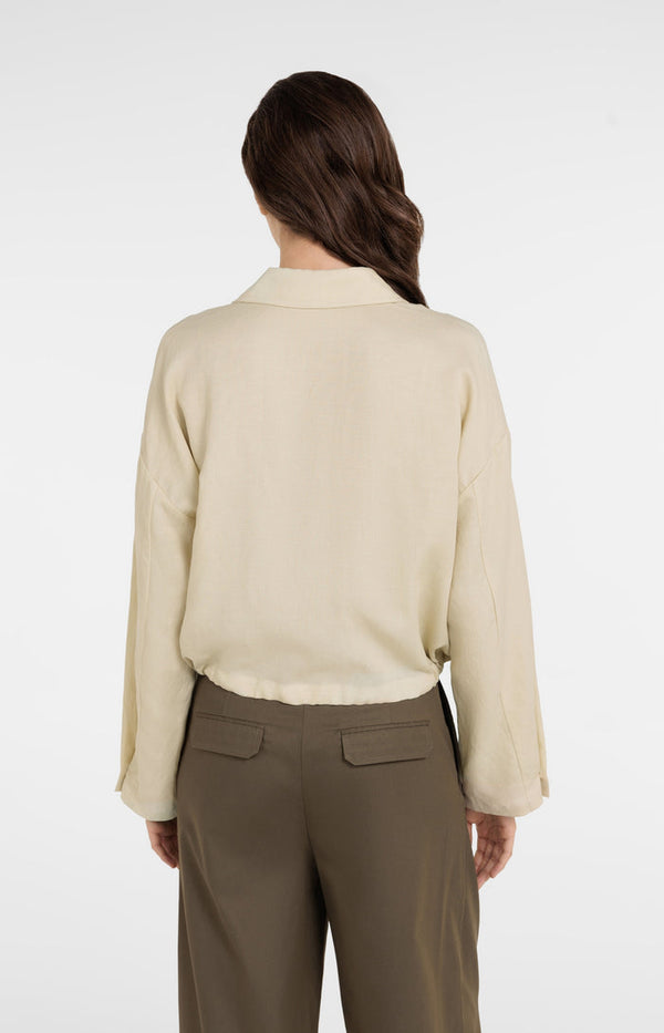 YAYA Bouse Jacket with drawstring & hidden buttons - Warm Dust Sand