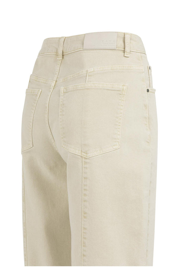 YAYA Barrel jeans with visible back seams and soft wash - Sandstone Beige