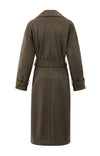 YAYA Long Lenth Oversized Suedine Coat - Brown