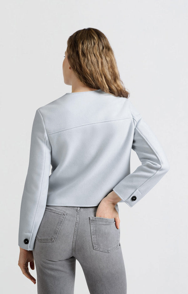 YAYA Soft Short Jacket - Gray Dawn Blue Melange