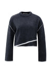 YAYA Contrast Color Sweater - Collegiate Blue Mela