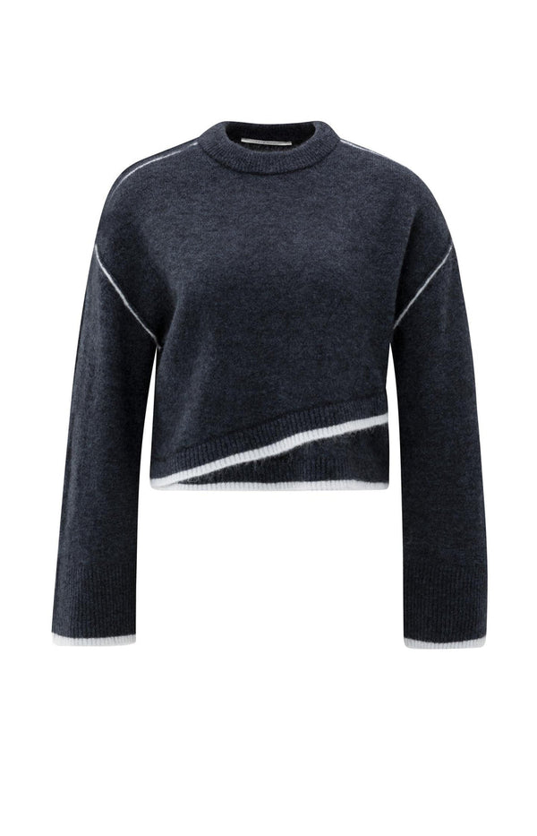 YAYA Contrast Color Sweater - Collegiate Blue Mela