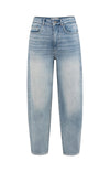 YAYA High-waist jeans with loose fit and roll-up legs - Blue Denim