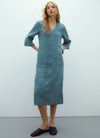 ANDAM Midi V-Neck Dress - Green-121