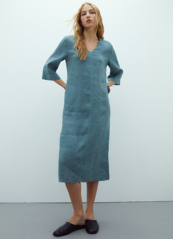ANDAM Midi V-Neck Dress - Green-121