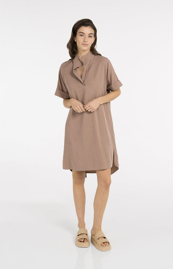 YAYA Dress with Short Sleeves and Polo collar