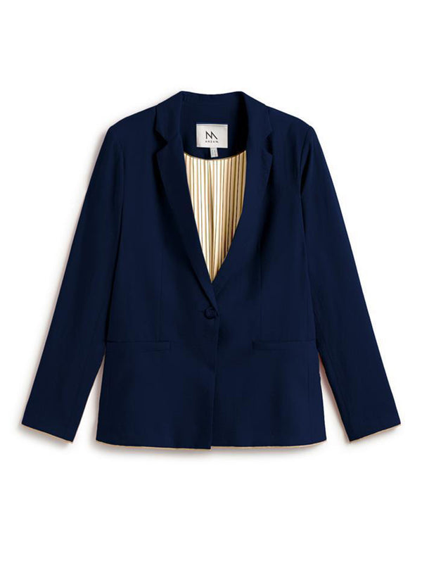 ANDAM Navy Blue Striped Lining Blazer - NavyBlue-109