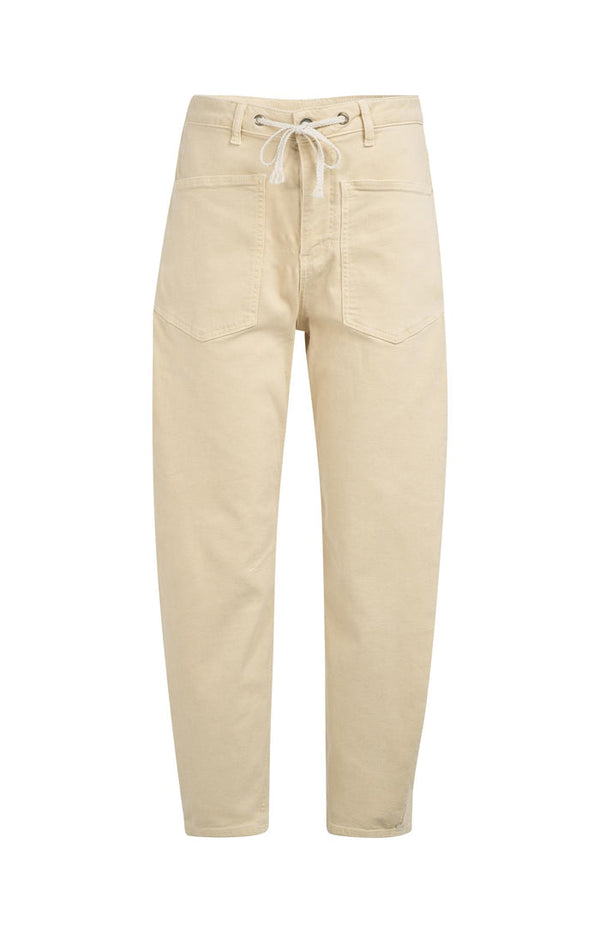 YAYA Coloured Denim with Drawstring - Warm Beige