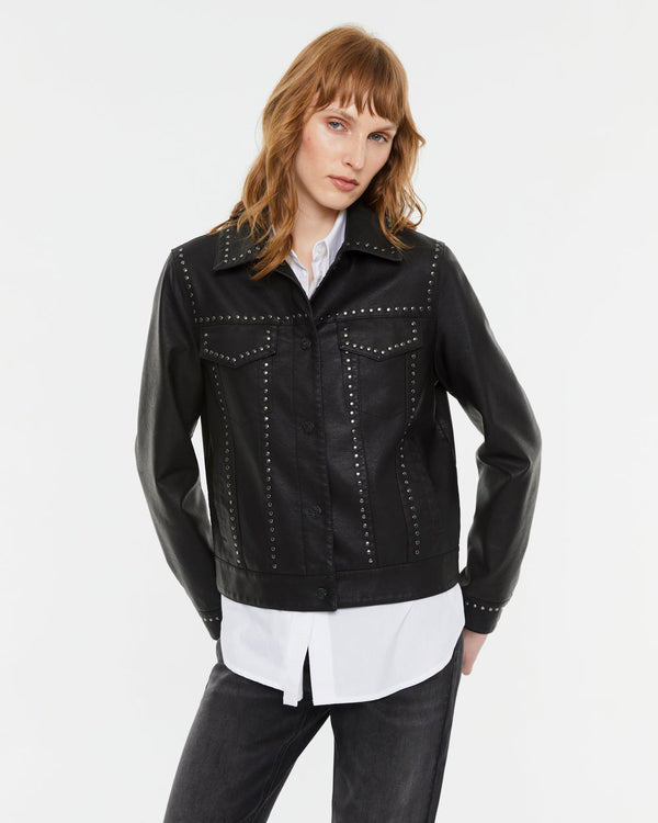 ANDAM Faux leather Jacket With Studs - Black