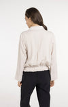 YAYA Linen Blouse Jacket with Collar & Elasticated Hem - Cloud Cream White