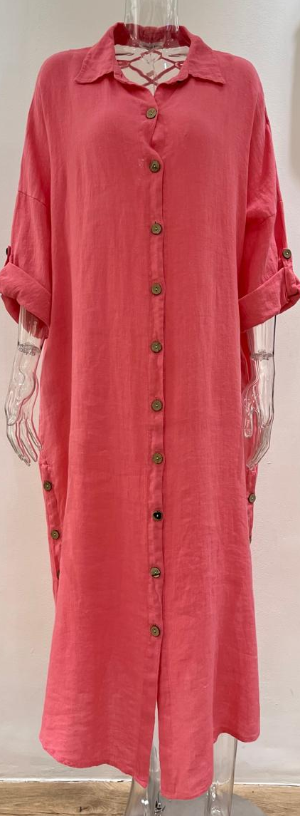 Made in Italy - Pati Linen Dress- Pink