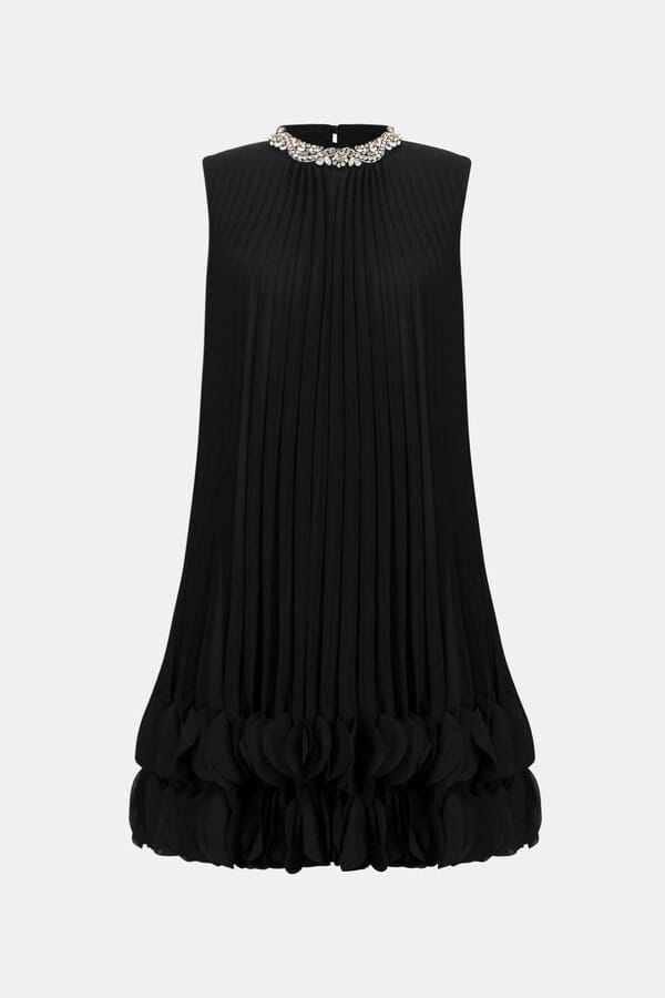 Joseph Ribkoff Mini A-line Pleated Dress - Black